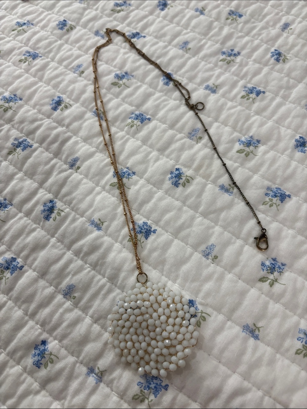 Delicate White Beaded Pendant Necklace - Women's Jewelry